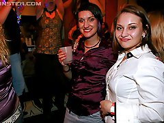 15 pictures - Hot and wild slutty cuties sucking cock and fucking in club